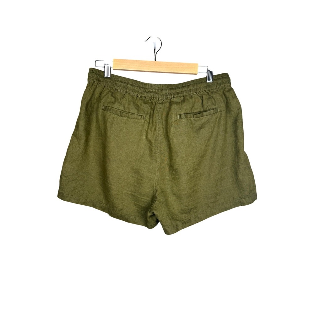 Quince Linen Shorts Womens Large Olive Green Sustainable European Flax Casual - Picture 5 of 6